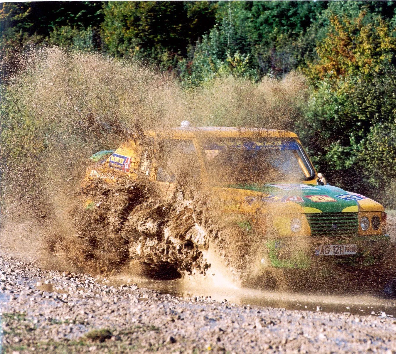 A rig blasting a wall of mud across the pit